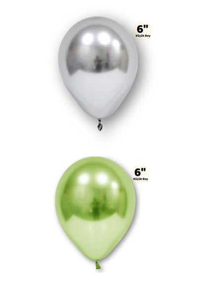 Küçük Mini Boy Karışık 10 Adet Renkli Krom Balon 15 Cm 6 Inç Parlak Renk Renk Doğum Günü Parti Süsü