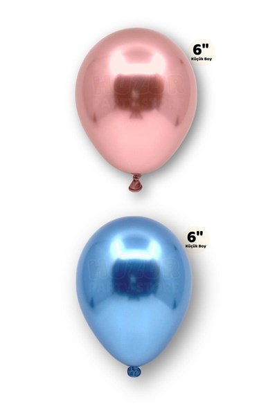 Küçük Mini Boy Karışık 10 Adet Renkli Krom Balon 15 Cm 6 Inç Parlak Renk Renk Doğum Günü Parti Süsü