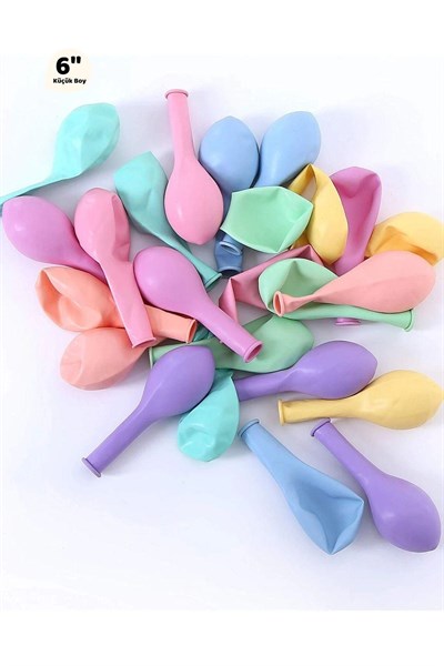 Küçük Mini Boy Karışık Renkli Makaron Balon 50 Adet 6 Inç 15 Cm Parti Balonu Soft Renk Doğum Günü