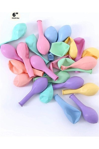 Küçük Mini Boy Karışık Renkli Makaron Balon 10 Adet 6 Inç 15 Cm Parti Balonu Soft Renk Doğum Günü