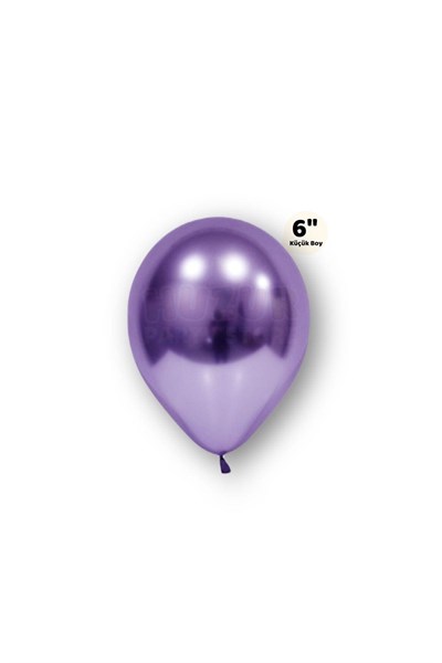 Küçük Mini Boy Mor Renkli Krom Balon 10 Adet 6 Inç 15 Cm Doğum Günü Partisi Balonu Çok Canlı Parlak