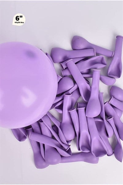 Küçük Mini Boy Mor Renkli Makaron Balon 10 Adet 6 Inç 15 Cm Parti Balonu Soft Renk Doğum Günü Süsü