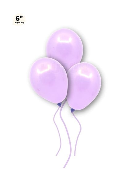 Küçük Mini Boy Mor Renkli Makaron Balon 10 Adet 6 Inç 15 Cm Parti Balonu Soft Renk Doğum Günü Süsü