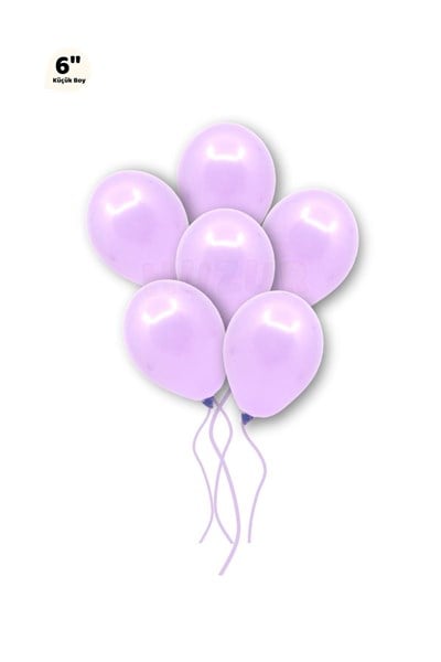 Küçük Mini Boy Mor Renkli Makaron Balon 10 Adet 6 Inç 15 Cm Parti Balonu Soft Renk Doğum Günü Süsü