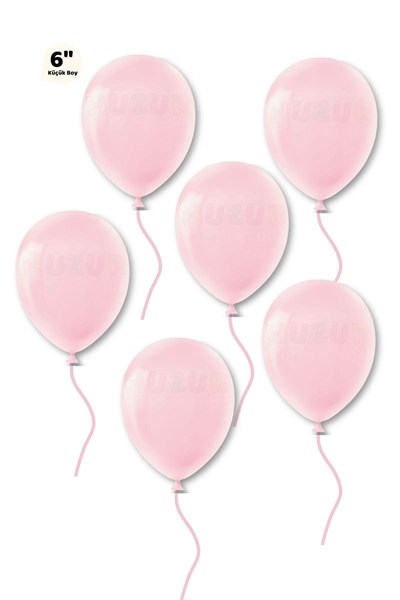 Küçük Mini Boy Pembe Renkli Makaron Balon 10 Adet 6 Inç 15 Cm Parti Balonu Soft Renk Doğum Günü Süsü