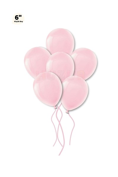 Küçük Mini Boy Pembe Renkli Makaron Balon 10 Adet 6 Inç 15 Cm Parti Balonu Soft Renk Doğum Günü Süsü
