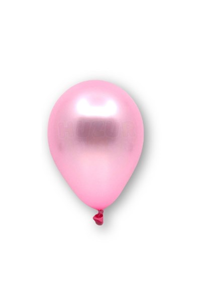 Küçük Mini Boy Pembe Renkli Metalik Balon 10 Adet 6 Inç 15 Cm Doğum Günü Cinsiyet Temalı Balonu