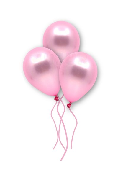 Küçük Mini Boy Pembe Renkli Metalik Balon 10 Adet 6 Inç 15 Cm Doğum Günü Cinsiyet Temalı Balonu