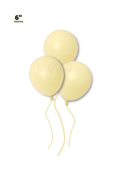 Küçük Mini Boy Sarı Renkli Makaron Balon 10 Adet 6 Inç 15 Cm Parti Balonu Soft Renk Doğum Günü Süsü