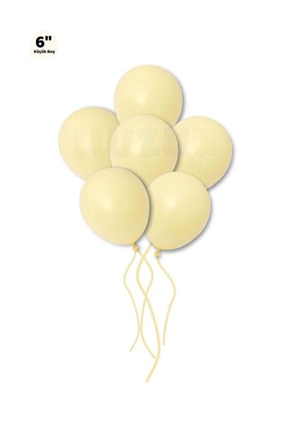 Küçük Mini Boy Sarı Renkli Makaron Balon 10 Adet 6 Inç 15 Cm Parti Balonu Soft Renk Doğum Günü Süsü