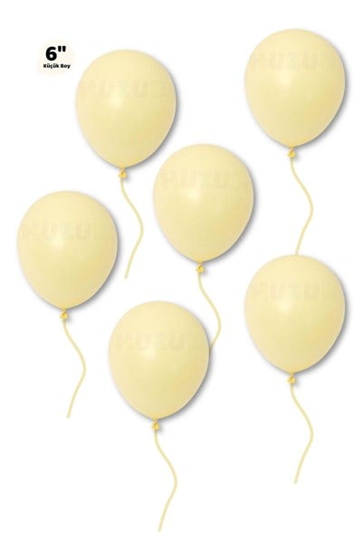 Küçük Mini Boy Sarı Renkli Makaron Balon 10 Adet 6 Inç 15 Cm Parti Balonu Soft Renk Doğum Günü Süsü