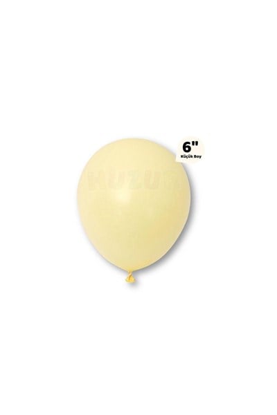 Küçük Mini Boy Sarı Renkli Makaron Balon 10 Adet 6 Inç 15 Cm Parti Balonu Soft Renk Doğum Günü Süsü