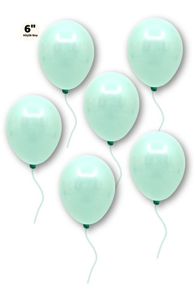 Küçük Mini Boy Su Yeşili Renkli Makaron Balon 10 Adet 6 Inç 15 Cm Parti Balonu Soft Renk Doğum Günü