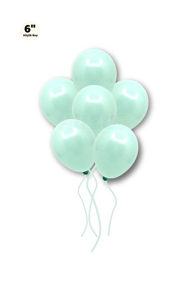 Küçük Mini Boy Su Yeşili Renkli Makaron Balon 10 Adet 6 Inç 15 Cm Parti Balonu Soft Renk Doğum Günü