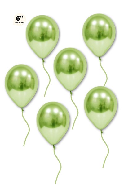 Küçük Mini Boy Yeşil Renkli 10 Adet Krom Balon 15cm Parlak Parti Safari Hayvanları Doğum Günü Balonu