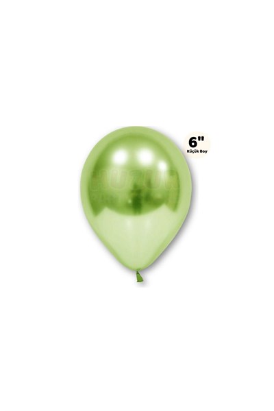 Küçük Mini Boy Yeşil Renkli 10 Adet Krom Balon 15cm Parlak Parti Safari Hayvanları Doğum Günü Balonu