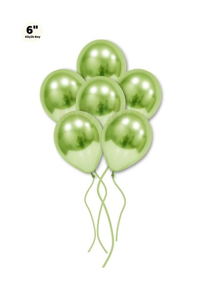 Küçük Mini Boy Yeşil Renkli 10 Adet Krom Balon 15cm Parlak Parti Safari Hayvanları Doğum Günü Balonu