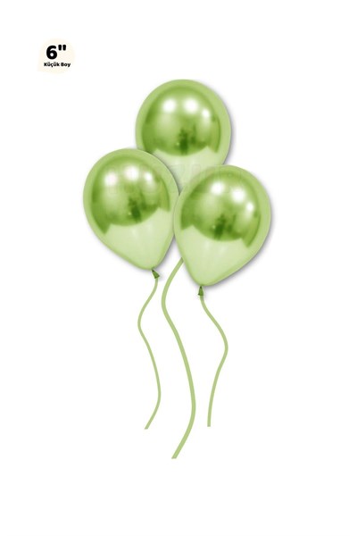Küçük Mini Boy Yeşil Renkli 10 Adet Krom Balon 15cm Parlak Parti Safari Hayvanları Doğum Günü Balonu