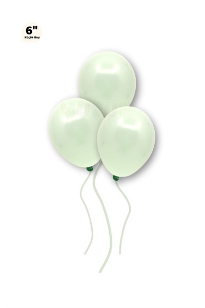 Küçük Mini Boy Yeşil Renkli Makaron Balon 10 Adet 6 Inç 15 Cm Parti Balonu Soft Renk Doğum Günü Süs
