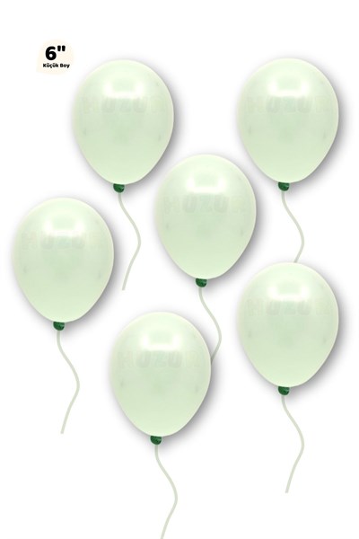 Küçük Mini Boy Yeşil Renkli Makaron Balon 10 Adet 6 Inç 15 Cm Parti Balonu Soft Renk Doğum Günü Süs