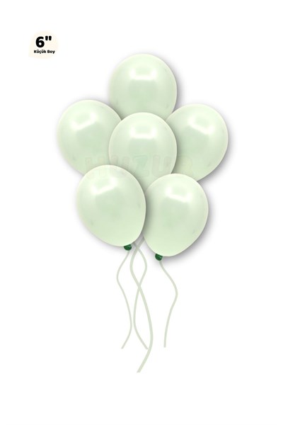 Küçük Mini Boy Yeşil Renkli Makaron Balon 10 Adet 6 Inç 15 Cm Parti Balonu Soft Renk Doğum Günü Süs