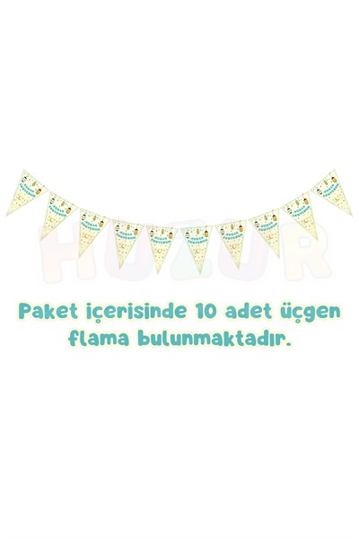 Kuran Okuyurum Yazılı Flama Süs 170 Cm Dini İslami Süsü Kurana Geçtim Partisi Süslemesi Üçgen Bayrak