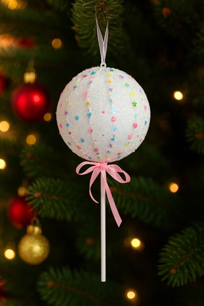 Lolipop Şeker 25 Cm Pembe Fiyonklu Renkli Mini Yıldız Kalp Figürlü Tatlı Yılbaşı Çam Ağacı Süsü
