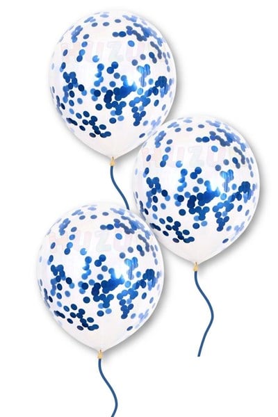 Mavi Konfetili Şeffaf Balon 10 Adet 30 Cm Içi Gözüken Pullu Balon Balon Pulu Renksiz Balon Parti