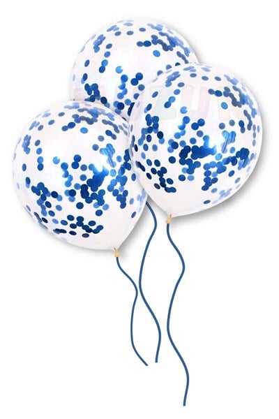 Mavi Konfetili Şeffaf Balon 10 Adet 30 Cm Içi Gözüken Pullu Balon Balon Pulu Renksiz Balon Parti