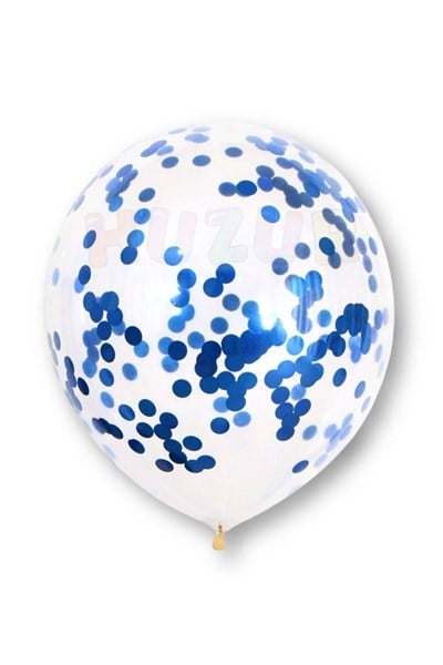 Mavi Konfetili Şeffaf Balon 10 Adet 30 Cm Içi Gözüken Pullu Balon Balon Pulu Renksiz Balon Parti