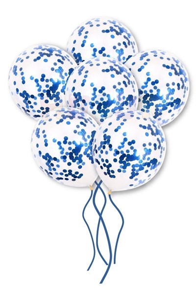 Mavi Konfetili Şeffaf Ve Lacivert Metalik Balon Seti 20 Adet 30 Cm Içi Gözüken Pullu Balon Pulu