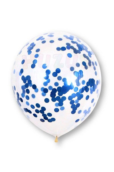 Mavi Konfetili Şeffaf ve Mavi Krom Balon Seti 20 Adet 30 cm İçi Gözüken Pullu Balon Pulu Parti