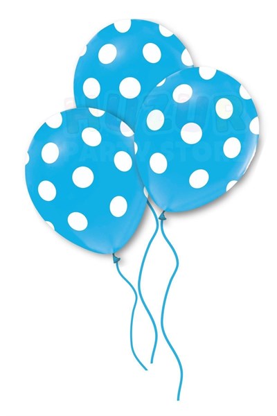 Mavi Puantiyeli Balon 10 Adet 30 Cm Doğum Günü Parti Balonu Beyaz Noktacık Detaylı Kaliteli Süs