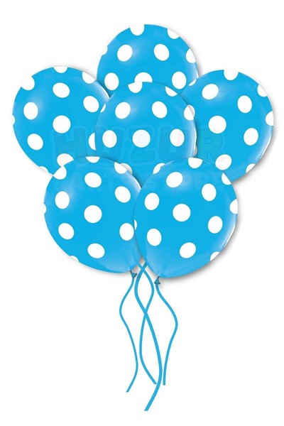 Mavi Puantiyeli Balon 10 Adet 30 Cm Doğum Günü Parti Balonu Beyaz Noktacık Detaylı Kaliteli Süs