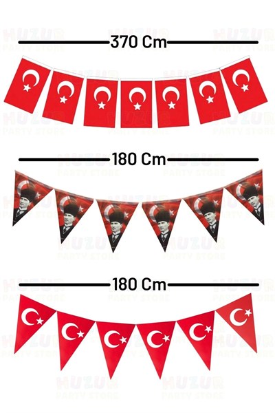 Milli Bayram Süsleme Paketi Atatürk Flama Türk Bayraklı Balon Çubuklu Bayrak 23 Nisan 29 Ekim Süsü