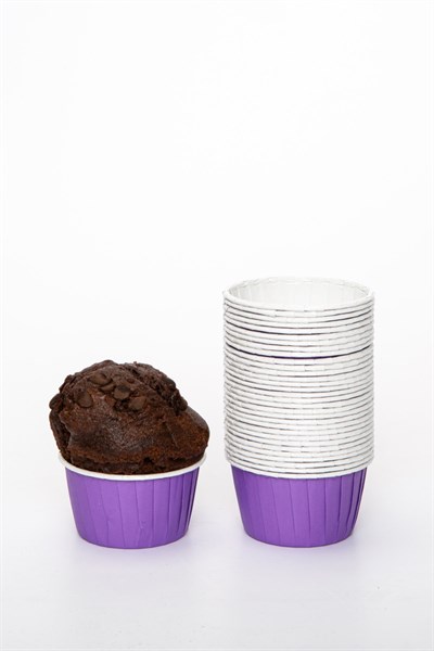 Mor 50li Kek Kalıbı Fırında Dağılmayan 7x3.5 Cm Kek Kabı Muffin Kalıbı Cupcake Stand Kapsülü