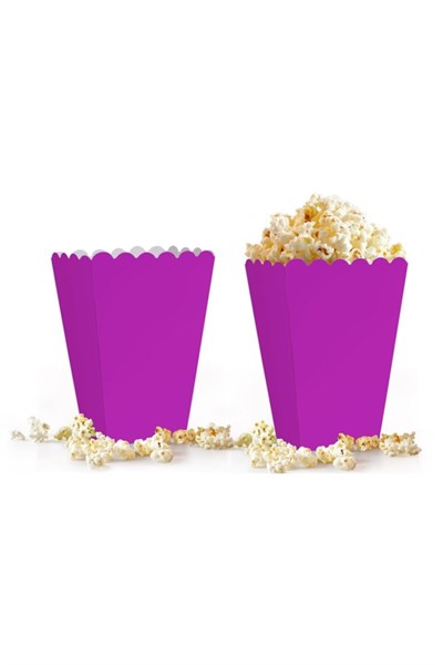 Mor Mısır Kutusu 8li Karton Cips Kutusu Düz Renkli 8 Adet Pop Corn Darı Kabı