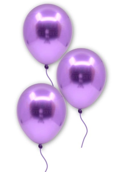Mor Renkli Krom Balon 10 Adet 30 Cm Inanılmaz Parlak Aynalı Rengi Canlı Doğum Günü Parti Balonu