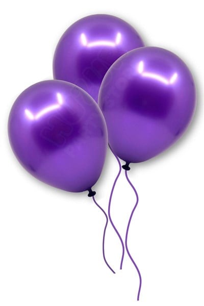 Mor Renkli Metalik Balon 10 Adet 30 Cm Lateks Violet Renginde Doğum Günü Partisi Temalı Süs Balonu