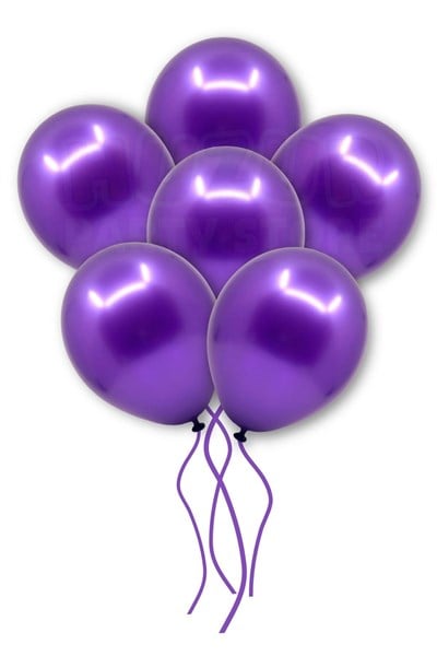 Mor Renkli Metalik Balon 10 Adet 30 Cm Lateks Violet Renginde Doğum Günü Partisi Temalı Süs Balonu