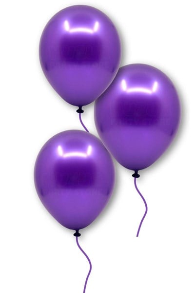 Mor Renkli Metalik Balon 10 Adet 30 Cm Lateks Violet Renginde Doğum Günü Partisi Temalı Süs Balonu