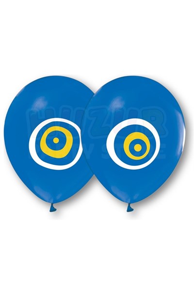 Nazar Boncuğu Detaylı Balon 10 Adet 30 Cm Lacivert Sarı Beyaz Balon Sünnetime Hoşgeldiniz Mevlüt