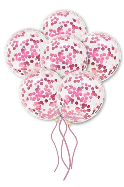 Pembe Konfetili Şeffaf Balon 10 Adet 30 Cm Içi Gözüken Pullu Balon Balon Pulu Renksiz Balon Parti