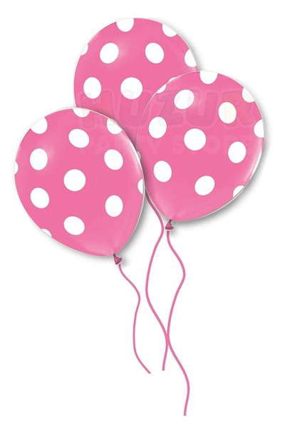 Pembe Puantiyeli Balon 10 Adet 30 Cm Doğum Günü Parti Balonu Beyaz Noktacık Detaylı Kaliteli Süs