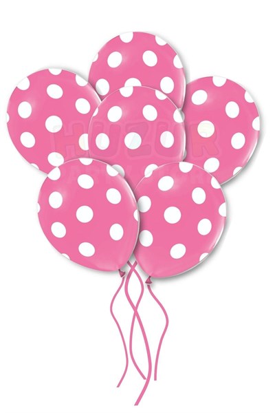 Pembe Puantiyeli Balon 10 Adet 30 Cm Doğum Günü Parti Balonu Beyaz Noktacık Detaylı Kaliteli Süs