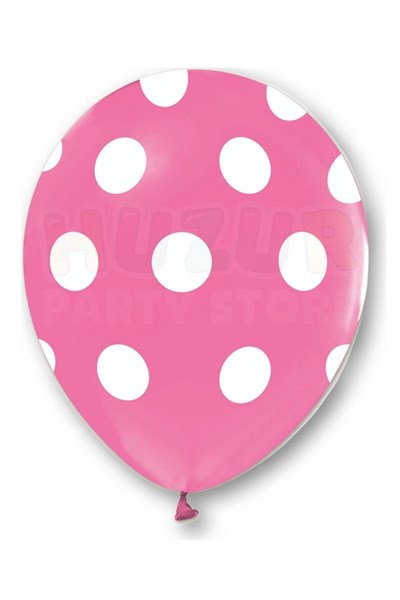 Pembe Puantiyeli Balon 10 Adet 30 Cm Doğum Günü Parti Balonu Beyaz Noktacık Detaylı Kaliteli Süs