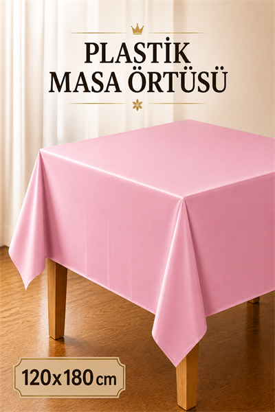 Pembe Renk Kullan At 120x180 Cm Doğum Günü Partisi Için Düz Tek Kullanımlık Plastik Masa Örtüsü