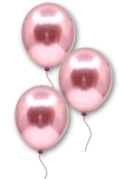 Pembe Renkli Krom Balon 10 Adet 30 Cm Inanılmaz Parlak Aynalı Rengi Canlı Doğum Günü Parti Balonu