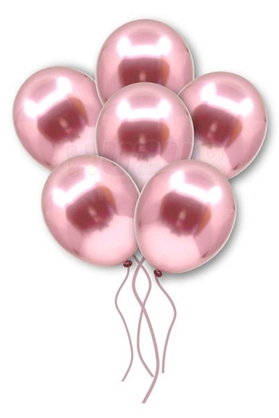 Pembe Renkli Krom Balon 10 Adet 30 Cm Inanılmaz Parlak Aynalı Rengi Canlı Doğum Günü Parti Balonu