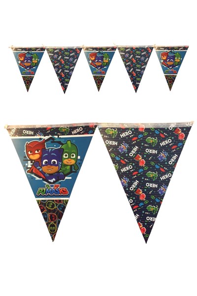 Pj Maskeliler Temalı Flama 11 Bayrak 320 Cm Pija Maske Kedi Çocuk Karakterli Pijama Mask Lisanslı